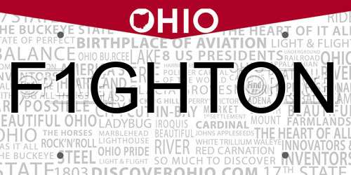 F1GHTON Ohio License Plate