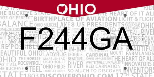 F244GA Ohio License Plate