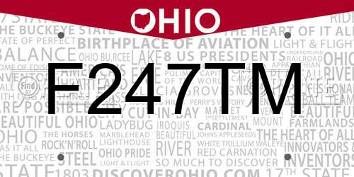 F247TM Ohio License Plate