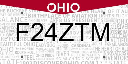 F24ZTM Ohio License Plate
