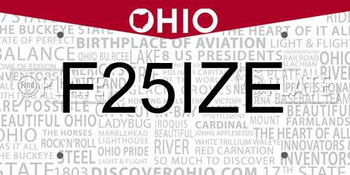 F25IZE Ohio License Plate