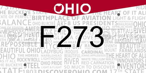 F273 Ohio License Plate