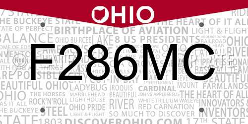 F286MC Ohio License Plate