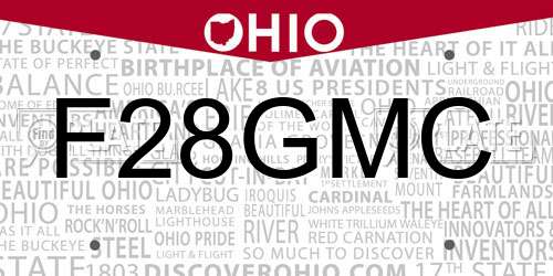 F28GMC Ohio License Plate