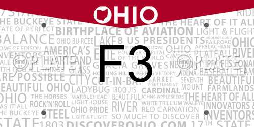 F3 Ohio License Plate