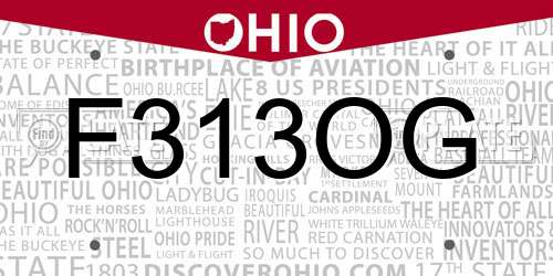 F313OG Ohio License Plate