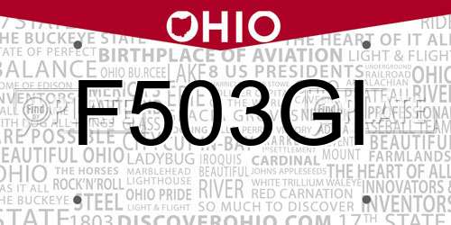 F503GI Ohio License Plate