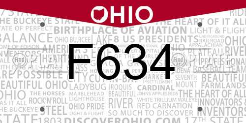 F634 Ohio License Plate