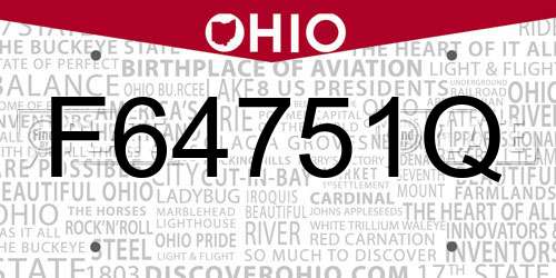 F64751Q Ohio License Plate