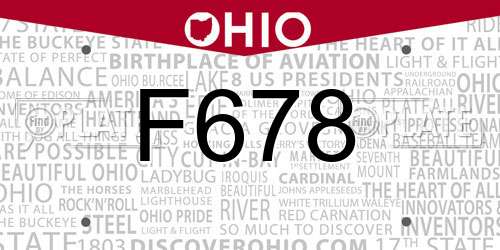 F678 Ohio License Plate