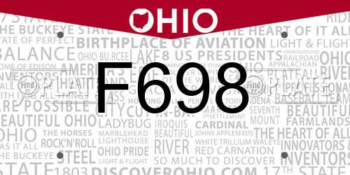 F698 Ohio License Plate