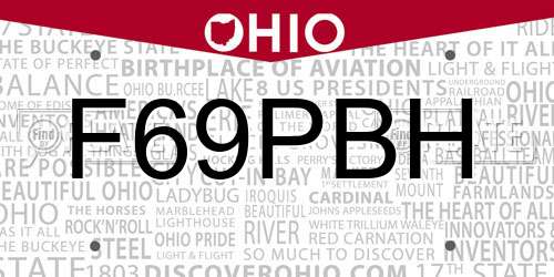 F69PBH Ohio License Plate