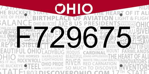 F729675 Ohio License Plate