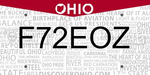 F72EOZ Ohio License Plate