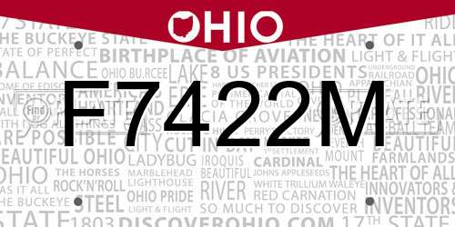F7422M Ohio License Plate