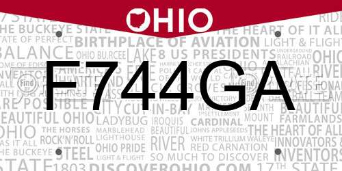 F744GA Ohio License Plate