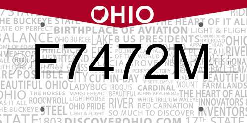 F7472M Ohio License Plate