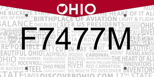 F7477M Ohio License Plate