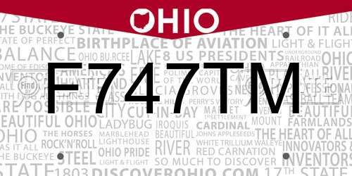 F747TM Ohio License Plate