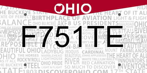 F751TE Ohio License Plate