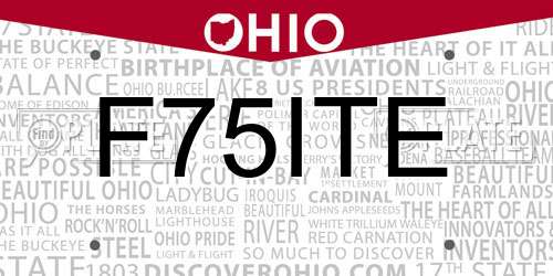 F75ITE Ohio License Plate