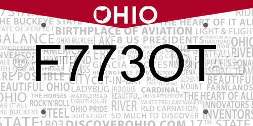 F773OT Ohio License Plate
