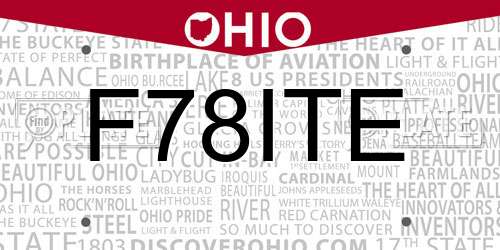 F78ITE Ohio License Plate