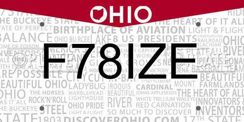 F78IZE Ohio License Plate