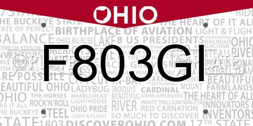 F803GI Ohio License Plate