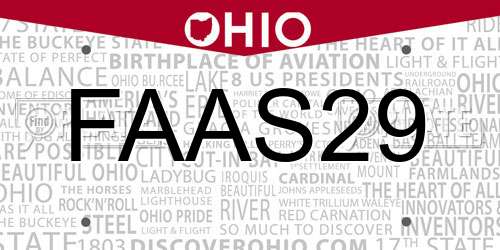 FAAS29 Ohio License Plate