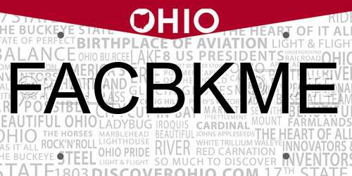 FACBKME Ohio License Plate