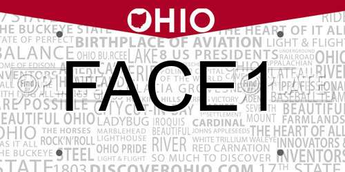 FACE1 Ohio License Plate