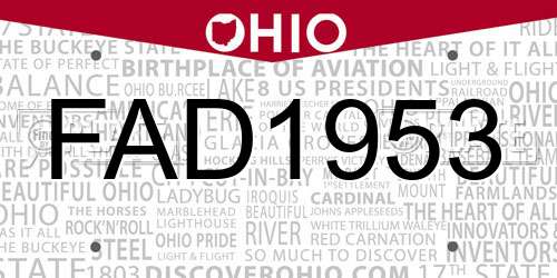 FAD1953 Ohio License Plate