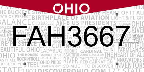 FAH3667 Ohio License Plate