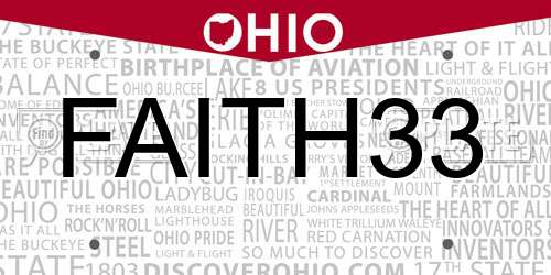 FAITH33 Ohio License Plate