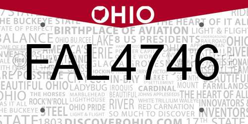 FAL4746 Ohio License Plate
