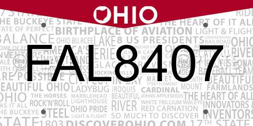 FAL8407 Ohio License Plate