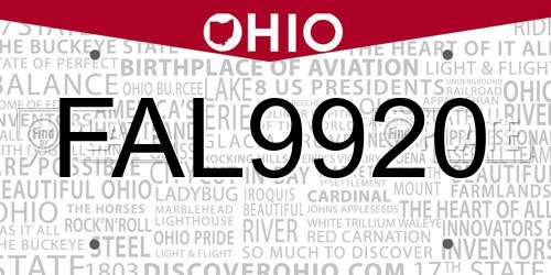 FAL9920 Ohio License Plate