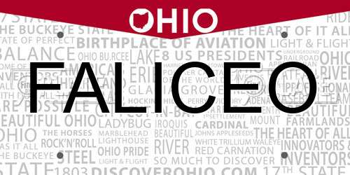 FALICEO Ohio License Plate