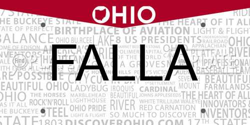 FALLA Ohio License Plate
