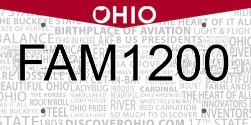 FAM1200 Ohio License Plate