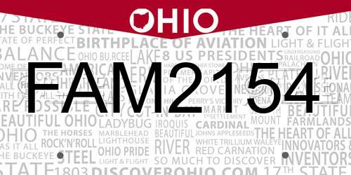 FAM2154 Ohio License Plate