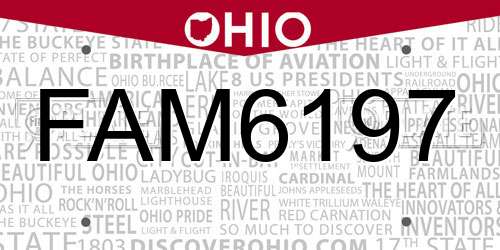 FAM6197 Ohio License Plate