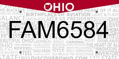 FAM6584 Ohio License Plate