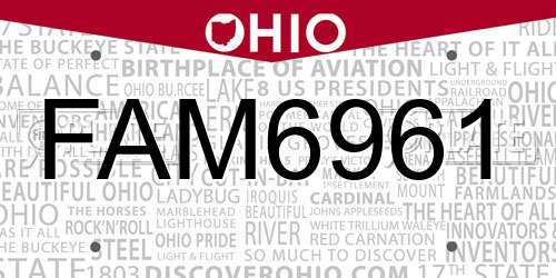 FAM6961 Ohio License Plate