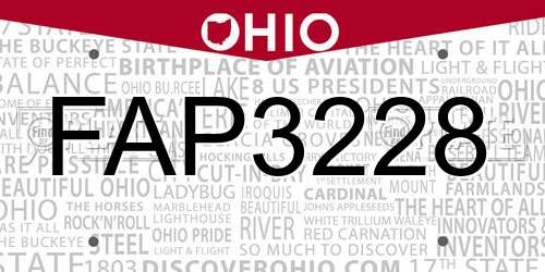 FAP3228 Ohio License Plate