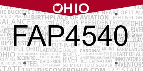 FAP4540 Ohio License Plate