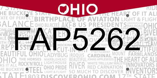 FAP5262 Ohio License Plate