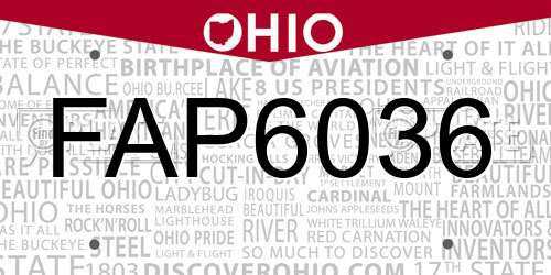 FAP6036 Ohio License Plate