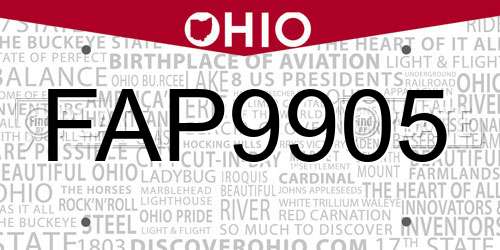 FAP9905 Ohio License Plate